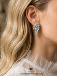 Light Blue Crystal Earrings, Aquamarine Bridal Cluster Stud Earrings, Bridal Blue Wedding Earrings, Bridesmaids Gift, Wedding Blue Jewelry