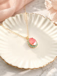 Coral Turquoise Crystal Necklace, Light Coral Embellished Swarovski Crystal Necklace, Orange Blue Necklace, Oval Coral Crystal Jewelry