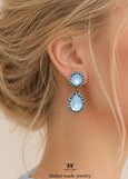Powder Blue Swarovski Crystal Earrings, Soft Blue Chandelier Crystal Earrings, Dusty Blue Drop Earrings, Something Blue Bridal Jewelry