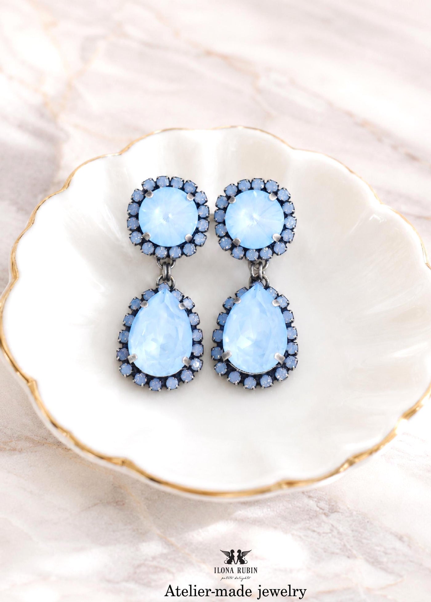 Powder Blue Swarovski Crystal Earrings, Soft Blue Chandelier Crystal Earrings, Dusty Blue Drop Earrings, Something Blue Bridal Jewelry