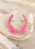 Pink Neon Ear Climber Earrings, Electric Pink Ear Climbing Earrings, Hot Pink Crystal Earrings, Electric Pink Crystal Ear Crawler