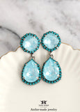 Light Blue Statement Earrings, Ocean Blue Crystal Chandelier Crystal Earrings, Blue Chandelier Earrings, Something Blue Bridal Jewelry