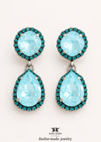 Light Blue Statement Earrings, Ocean Blue Crystal Chandelier Crystal Earrings, Blue Chandelier Earrings, Something Blue Bridal Jewelry