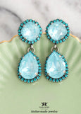 Light Blue Statement Earrings, Ocean Blue Crystal Chandelier Crystal Earrings, Blue Chandelier Earrings, Something Blue Bridal Jewelry