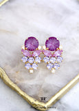 Purple Crystal Stud Bridal Earrings, Violet Purple Cluster Stud Earrings, Lavender Crystal Purple Earrings, Bridesmaids Iris Purple Jewelry