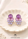Purple Crystal Stud Bridal Earrings, Violet Purple Cluster Stud Earrings, Lavender Crystal Purple Earrings, Bridesmaids Iris Purple Jewelry