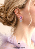 Purple Crystal Stud Bridal Earrings, Violet Purple Cluster Stud Earrings, Lavender Crystal Purple Earrings, Bridesmaids Iris Purple Jewelry