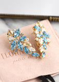 Light Blue Crystal Earrings, Aquamarine Bridal Cluster Stud Earrings, Bridal Blue Wedding Earrings, Bridesmaids Gift, Wedding Blue Jewelry