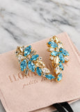 Light Blue Crystal Earrings, Aquamarine Bridal Cluster Stud Earrings, Bridal Blue Wedding Earrings, Bridesmaids Gift, Wedding Blue Jewelry