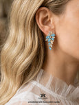Light Blue Crystal Earrings, Aquamarine Bridal Cluster Stud Earrings, Bridal Blue Wedding Earrings, Bridesmaids Gift, Wedding Blue Jewelry