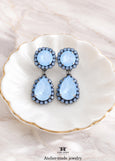 Powder Blue Swarovski Crystal Earrings, Soft Blue Chandelier Crystal Earrings, Dusty Blue Drop Earrings, Something Blue Bridal Jewelry