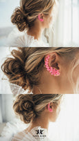 Pink Neon Ear Climber Earrings, Electric Pink Ear Climbing Earrings, Hot Pink Crystal Earrings, Electric Pink Crystal Ear Crawler