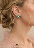 Caribbean Green Crystal Stud Earrings, Green Bridal Earrings, Green Bridesmaids Studs, Embellished Swarovski Crystals, Wedding Jewelry