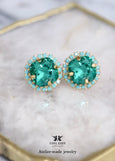 Caribbean Green Crystal Stud Earrings, Green Bridal Earrings, Green Bridesmaids Studs, Embellished Swarovski Crystals, Wedding Jewelry