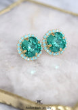 Caribbean Green Crystal Stud Earrings, Green Bridal Earrings, Green Bridesmaids Studs, Embellished Swarovski Crystals, Wedding Jewelry