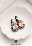 Blush Drop Crystal Earrings, Dusty Pink Bridal Pear-shaped Earrings, Blush Rose Wedding Jewelry , Morganite Bridal Dangle Earrings