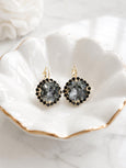 Gray Black Drop Earrings, Gray Bridal Lever Back Embellished Swarovski Crystal Earrings, Black Gray Wedding Jewelry, Light Gray Earrings