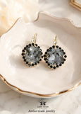 Gray Black Drop Earrings, Gray Bridal Lever Back Embellished Swarovski Crystal Earrings, Black Gray Wedding Jewelry, Light Gray Earrings