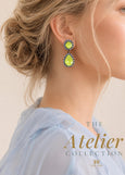 Yellow Neon Earrings, Powder Blue Electric Yellow Chandelier Swarovski Crystal Earrings, Yellow Blue Drop Earrings, Summer Earrings