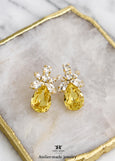 Jonquil Yellow Crystal Earrings, Bridal Light Yellow Earrings, Bridal Canary Yellow Earrings, Bridesmaids Yellow Earrings