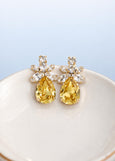 Jonquil Yellow Crystal Earrings, Bridal Light Yellow Earrings, Bridal Canary Yellow Earrings, Bridesmaids Yellow Earrings
