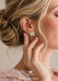 Bridal Crystal Stud Earrings, Bridal Climber Earrings, Bridal Wedding Jewelry, Bridesmaids Earrings Embellished Swarovski Crystals