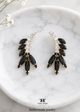 Black Crystal Earrings, Bridal Black Gold Cluster Stud Earrings, Bridesmaids Black Jet Earrings, Black Wedding Jewelry, Black Stud Earrings