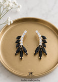 Black Crystal Earrings, Bridal Black Gold Cluster Stud Earrings, Bridesmaids Black Jet Earrings, Black Wedding Jewelry, Black Stud Earrings
