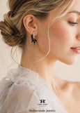 Black Crystal Earrings, Bridal Black Gold Cluster Stud Earrings, Bridesmaids Black Jet Earrings, Black Wedding Jewelry, Black Stud Earrings