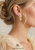 Jonquil Yellow Crystal Earrings, Bridal Light Yellow Earrings, Bridal Canary Yellow Earrings, Bridesmaids Yellow Earrings