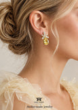 Jonquil Yellow Crystal Earrings, Bridal Light Yellow Earrings, Bridal Canary Yellow Earrings, Bridesmaids Yellow Earrings