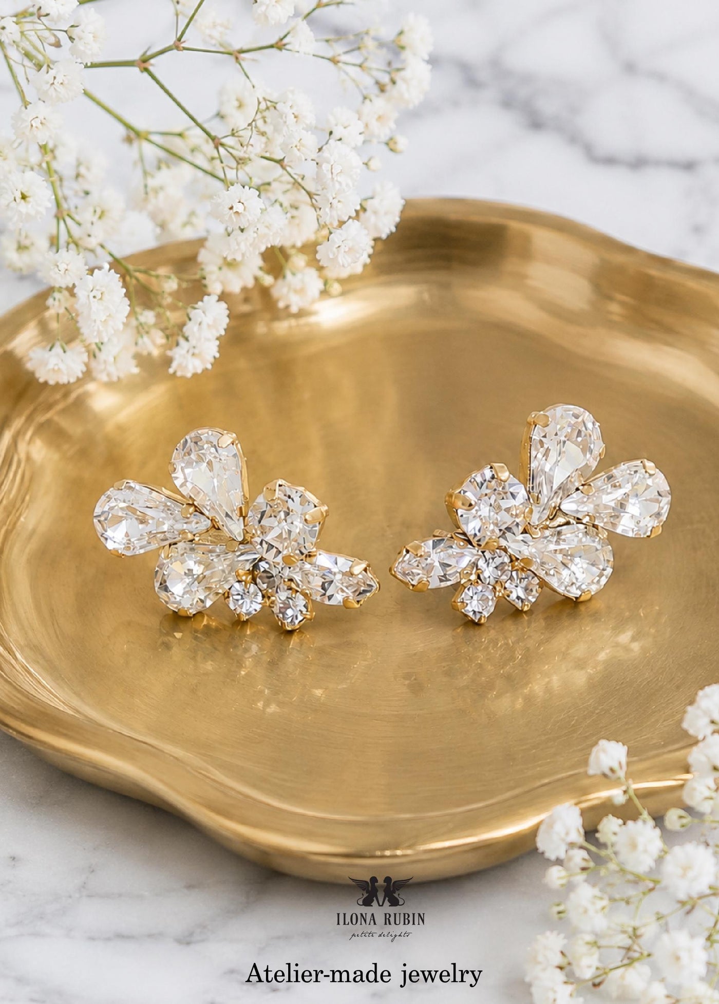 Bridal Crystal Stud Earrings, Bridal Climber Earrings, Bridal Wedding Jewelry, Bridesmaids Earrings Embellished Swarovski Crystals