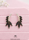 Black Crystal Earrings, Bridal Black Gold Cluster Stud Earrings, Bridesmaids Black Jet Earrings, Black Wedding Jewelry, Black Stud Earrings