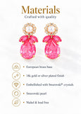 Pink Cluster Bridal Earrings, Dahlia Pink embellished with Swarovski crystal Earrings, Gift for Woman, Hot Pink Bridesmaid Jewelry