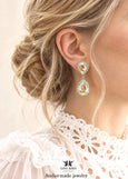 Champagne Chandelier Earrings, Bridal Champagne Drop Earrings, Light Yellow Wedding Earrings, Statement Bridal Gold Turquoise Earrings