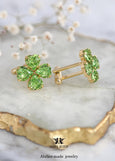 Green Clover Cufflinks, Irish Wedding Cufflinks, Four Leaf Clover Cufflinks, Good Luck Cufflinks, Emerald Crystal Groom Groomsmen Gift