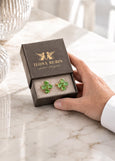 Green Clover Cufflinks, Irish Wedding Cufflinks, Four Leaf Clover Cufflinks, Good Luck Cufflinks, Emerald Crystal Groom Groomsmen Gift