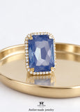 Blue Cocktail Crystal Ring, Statement Cobalt Blue Crystal Ring, Dark Blue Adjustable Crystal Cocktail Ring, Blue Emerald Cut Crystal Ring.