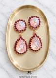 Light Pink Crystal Earrings, Powder Pink Chandelier Swarovski Crystal Earrings, Dusty Pink Drop Earrings, Dusty Light Rose Wedding Jewelry