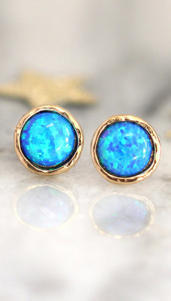 Opal Earrings,Opal stud earrings,Blue Stud earrings, Gold Opal earrings,Gift for woman,October birthstone,Dainty Opal earrings,Opal Studs
