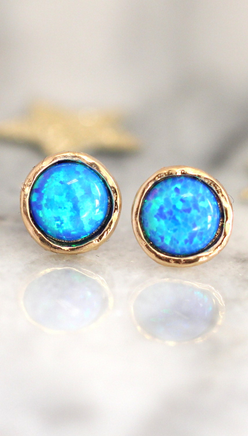 Opal Earrings,Opal stud earrings,Blue Stud earrings, Gold Opal earrings,Gift for woman,October birthstone,Dainty Opal earrings,Opal Studs
