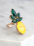 Fruit Collection Pineapple Crystal Swarovski Cocktail Ring