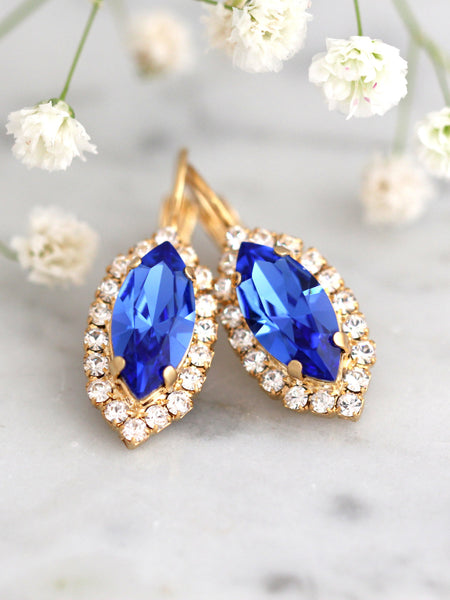 Marquize Sapphire Crystal Dangle Drop Earrings