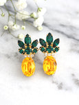 Fruit Collection Pineapple Crystal Swarovski Cluster Earrings