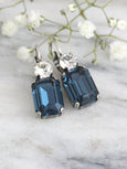 Amory Blue Navy Crystal Dangle Drop Earrings