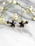 Star Earrings, Black earrings, Black Climbing Earrings, Bridal Black Earring