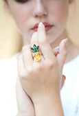 Fruit Collection Pineapple Crystal Swarovski Cocktail Ring