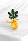 Fruit Collection Pineapple Crystal Swarovski Cocktail Ring