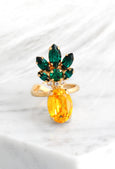 Fruit Collection Pineapple Crystal Swarovski Cocktail Ring