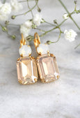 Champagne Earrings, Topaz Earrings, Bridal Drop Crystal Earrings